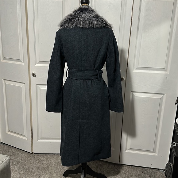 Banana Republic Removable Faux Fur Collar Coat “Blue Heather” - Picture 5 of 13